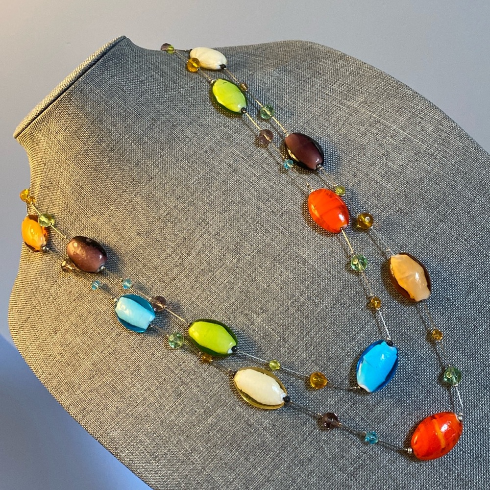 Vintage Multicoloured Glass Bead Necklace